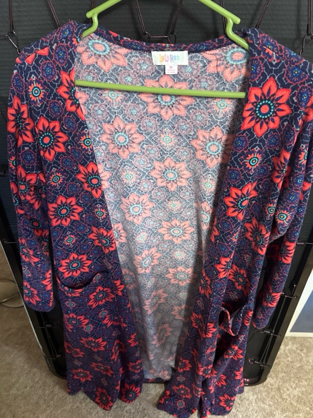 LuLaRoe Open Front Cardigan - Navy & Coral